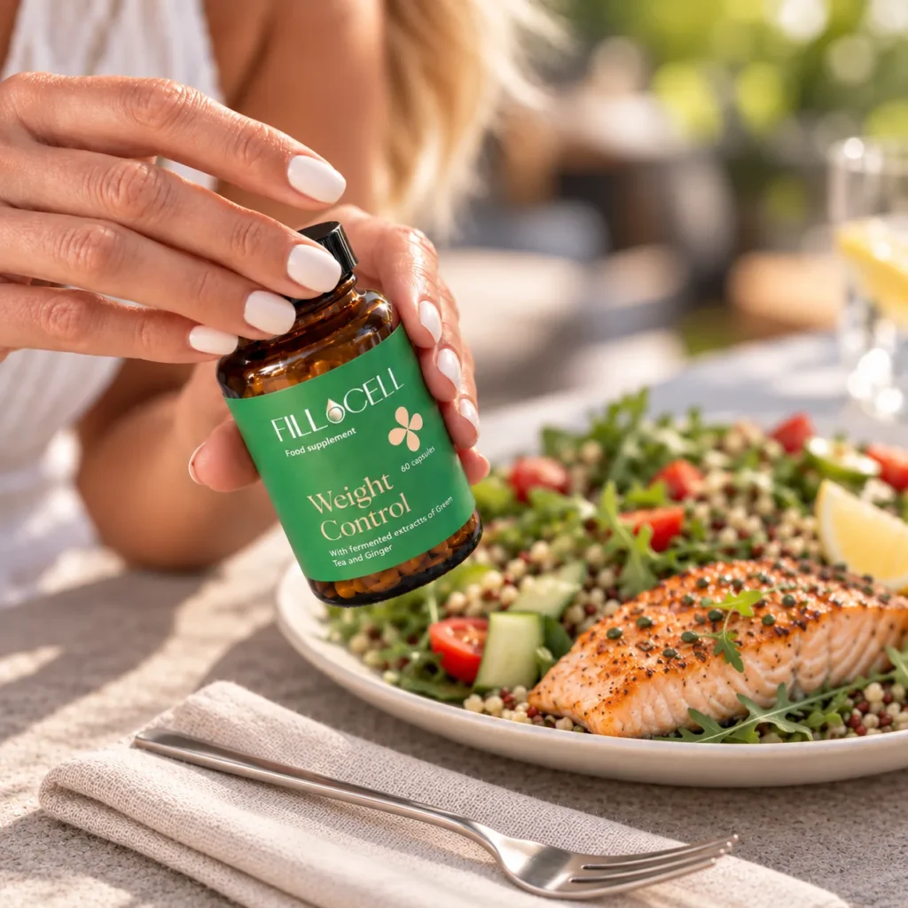 FILLaCELL Weight Control Nahrungsergänzungsmittel zu einem gesunden Mittagessen